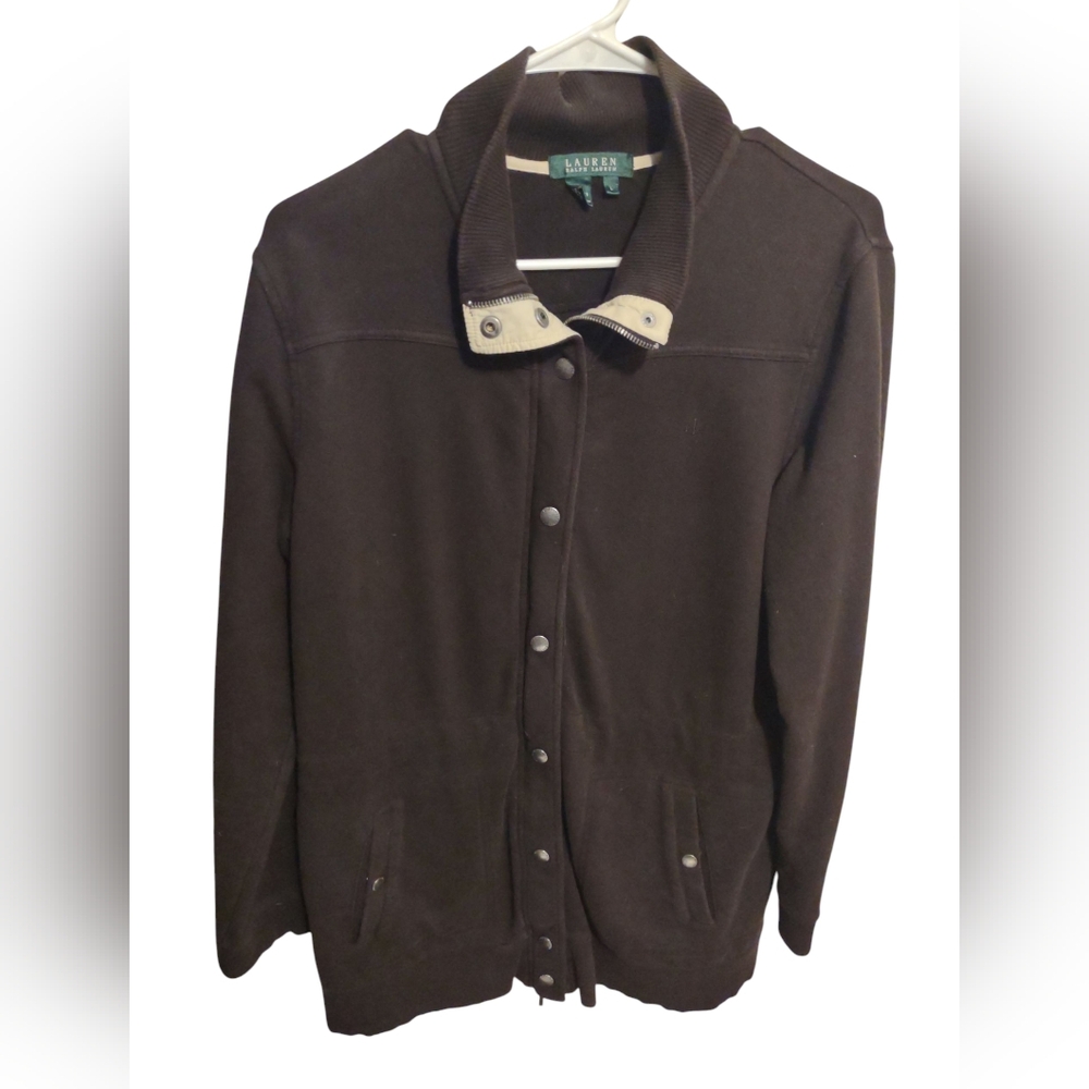 Ralph Lauren Women's Jacket Vintage Green‎ Label Brown 100% Cotton Large Preppy